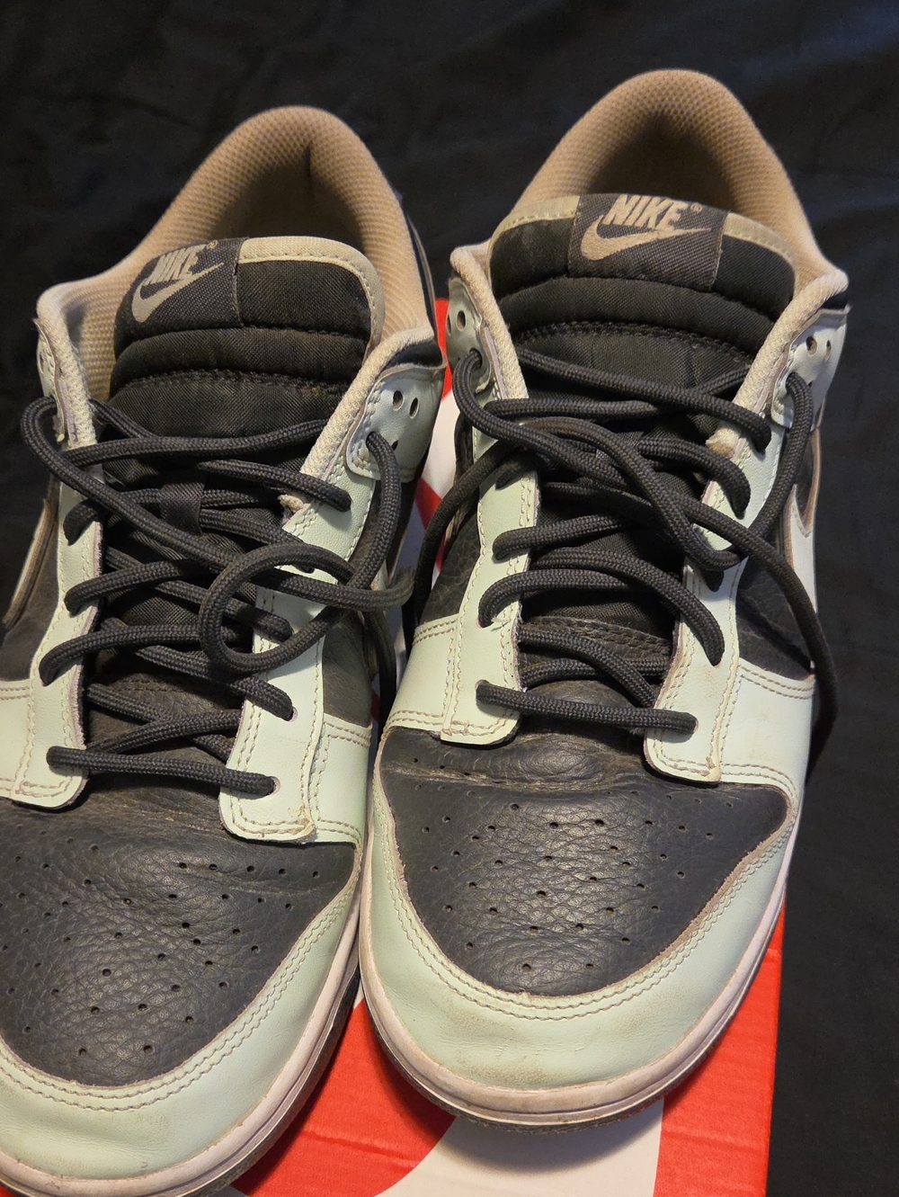 Nike Men’s Dunk Low-Top Sneakers in Black and Light Green